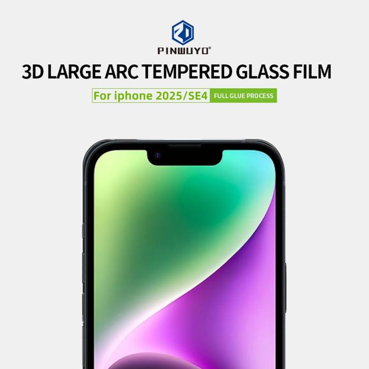For iPhone 16e PINWUYO 9H 3D Curved Full Screen Explosion-proof Tempered Glass Film(Black)