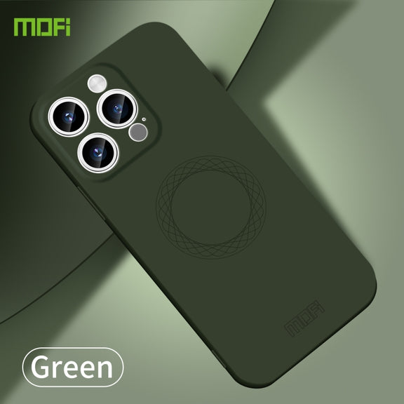 For iPhone 15 Pro MOFI Qin Series Magsafe Skin Feel All-inclusive Silicone Phone Case(Green)