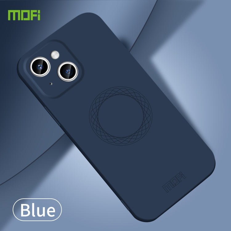 For iPhone 15 MOFI Qin Series Magsafe Skin Feel All-inclusive Silicone Phone Case(Blue)