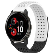 For Garmin Venu 2 Plus 20mm Holes Breathable 3D Dots Silicone Watch Band(White+Black)