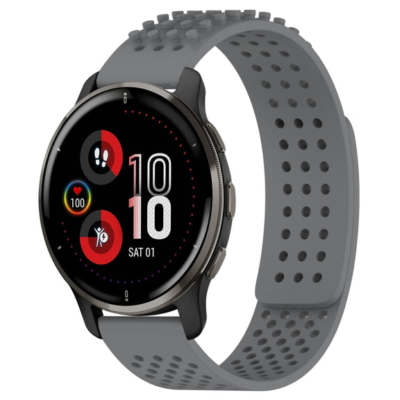 For Garmin Venu 2 Plus 20mm Holes Breathable 3D Dots Silicone Watch Band(Grey)