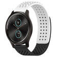 For Garmin VivoMove Style 20mm Holes Breathable 3D Dots Silicone Watch Band(White+Black) - Watch Bands by PMC TechLife | Online Shopping South Africa | PMC TechLife