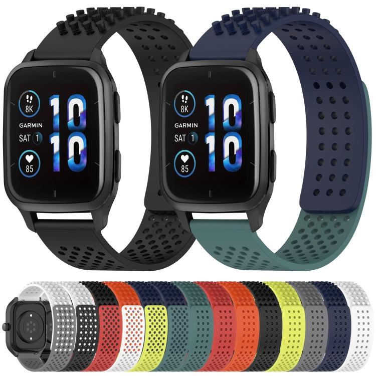 For GarminMove Trend 20mm Holes Breathable 3D Dots Silicone Watch Band(White+Black)