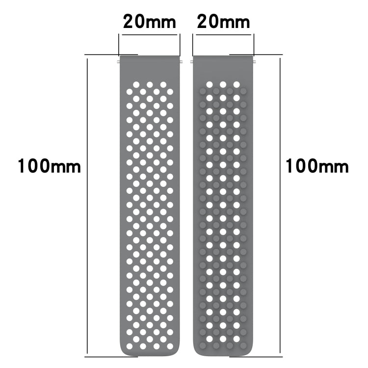 For GarminMove Trend 20mm Holes Breathable 3D Dots Silicone Watch Band(White+Black)