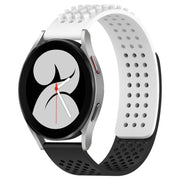 For Samsung Galaxy Watch 4 40mm 20mm Holes Breathable 3D Dots Silicone Watch Band(White+Black)