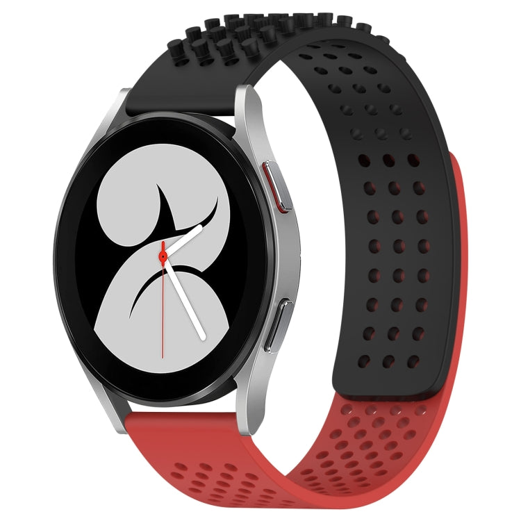 For Samsung Galaxy Watch 4 40mm 20mm Holes Breathable 3D Dots Silicone Watch Band(Black+Red)