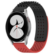 For Samsung Galaxy Watch 4 40mm 20mm Holes Breathable 3D Dots Silicone Watch Band(Black+Red)