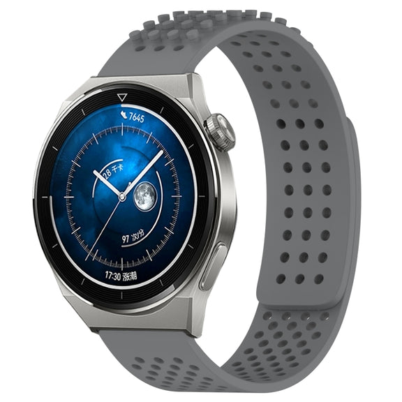 For Huawei Watch GT3 Pro 46mm 22mm Holes Breathable 3D Dots Silicone Watch Band(Grey)