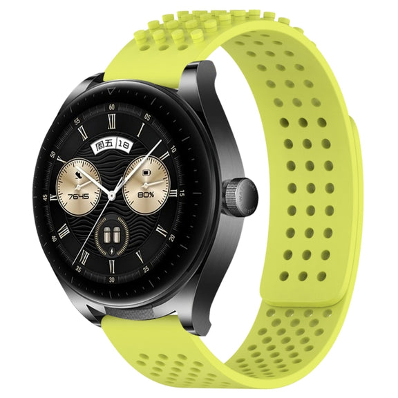 For Huawei Watch Buds 22mm Holes Breathable 3D Dots Silicone Watch Band(Lime Green)