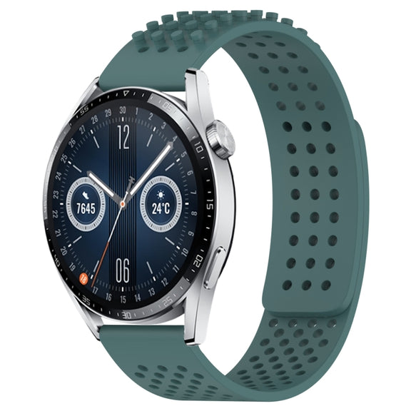 For Huawei Watch GT3 46mm 22mm Holes Breathable 3D Dots Silicone Watch Band(Olive Green)
