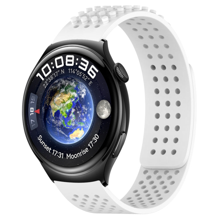 For Huawei Watch 4 22mm Holes Breathable 3D Dots Silicone Watch Band(White)