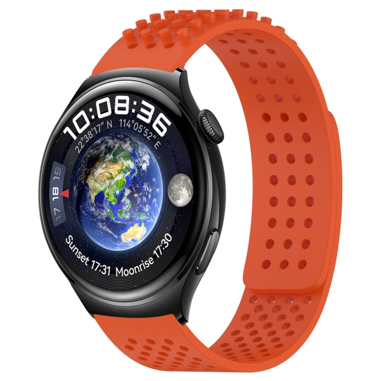 For Huawei Watch 4 22mm Holes Breathable 3D Dots Silicone Watch Band(Orange)