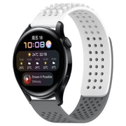 For Huawei Watch 3 22mm Holes Breathable 3D Dots Silicone Watch Band(White+Grey)