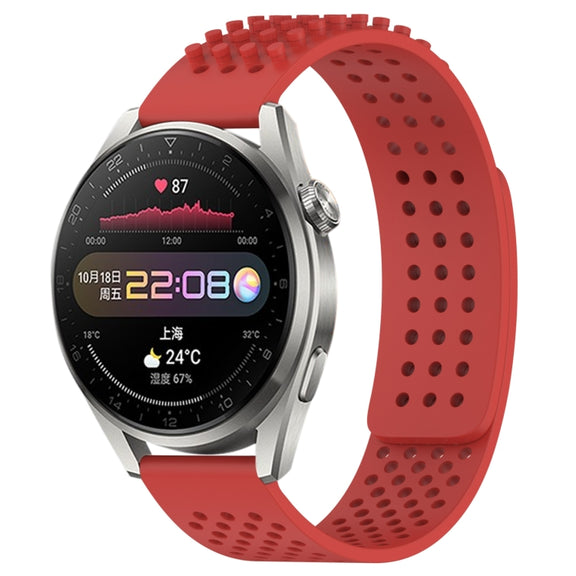 For Huawei Watch 3 Pro 22mm Holes Breathable 3D Dots Silicone Watch Band(Red)