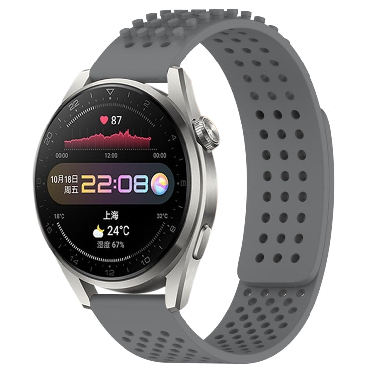 For Huawei Watch 3 Pro 22mm Holes Breathable 3D Dots Silicone Watch Band(Grey)