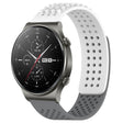 For Huawei GT2 Pro 22mm Holes Breathable 3D Dots Silicone Watch Band(White+Grey) - Watch Bands by PMC TechLife | Online Shopping South Africa | PMC TechLife