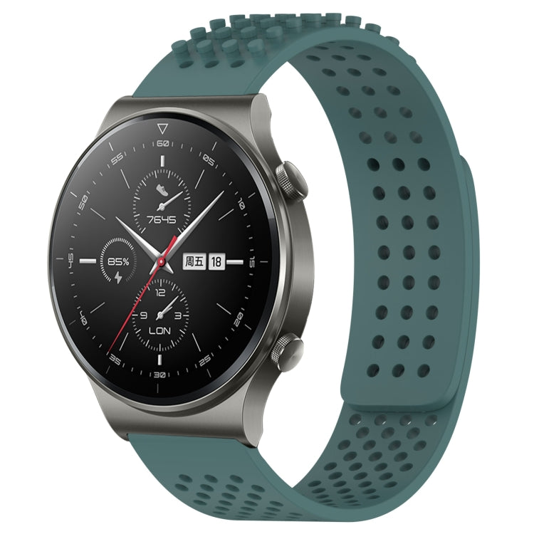 For Huawei GT2 Pro 22mm Holes Breathable 3D Dots Silicone Watch Band(Olive Green)