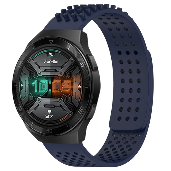 For Huawei Watch GT 2E 22mm Holes Breathable 3D Dots Silicone Watch Band(Midnight Blue)
