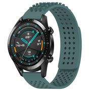 For Huawei GT2 46mm 22mm Holes Breathable 3D Dots Silicone Watch Band(Olive Green)