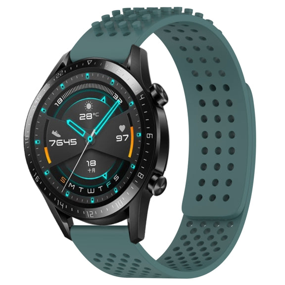 For Huawei GT2 46mm 22mm Holes Breathable 3D Dots Silicone Watch Band(Olive Green)