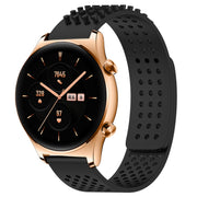 For Honor Watch GS 3 22mm Holes Breathable 3D Dots Silicone Watch Band(Black)