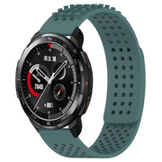 For Honor Watch GS Pro 22mm Holes Breathable 3D Dots Silicone Watch Band(Olive Green)