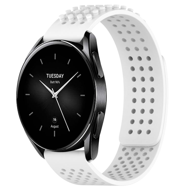 For Xiaomi Watch S2 46mm 22mm Holes Breathable 3D Dots Silicone Watch Band(White)