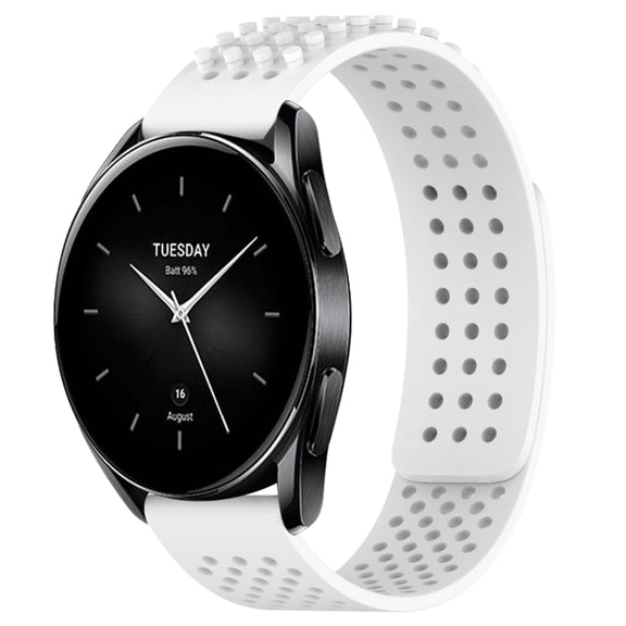 For Xiaomi Watch S2 46mm 22mm Holes Breathable 3D Dots Silicone Watch Band(White)