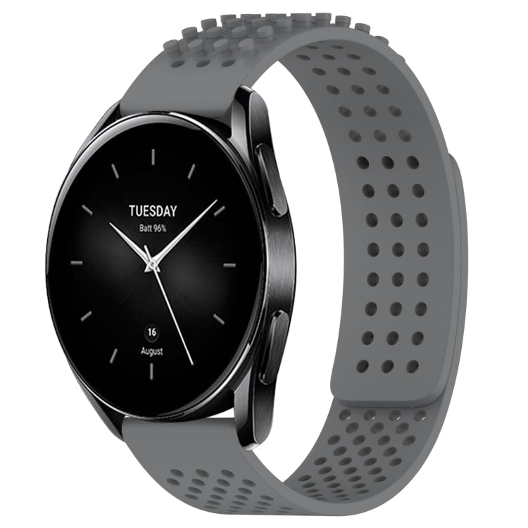 For Xiaomi Watch S2 46mm 22mm Holes Breathable 3D Dots Silicone Watch Band(Grey)