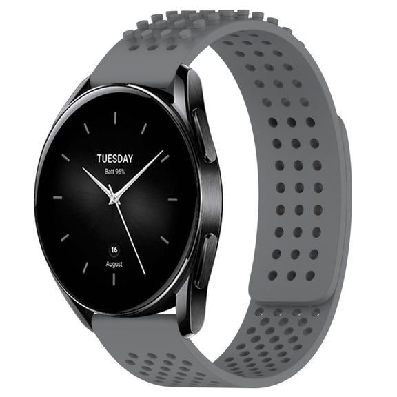 For Xiaomi Watch S2 46mm 22mm Holes Breathable 3D Dots Silicone Watch Band(Grey)