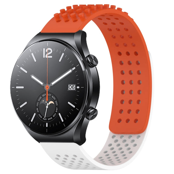 For Xiaomi MI Watch S1 22mm Holes Breathable 3D Dots Silicone Watch Band(Orange+White)