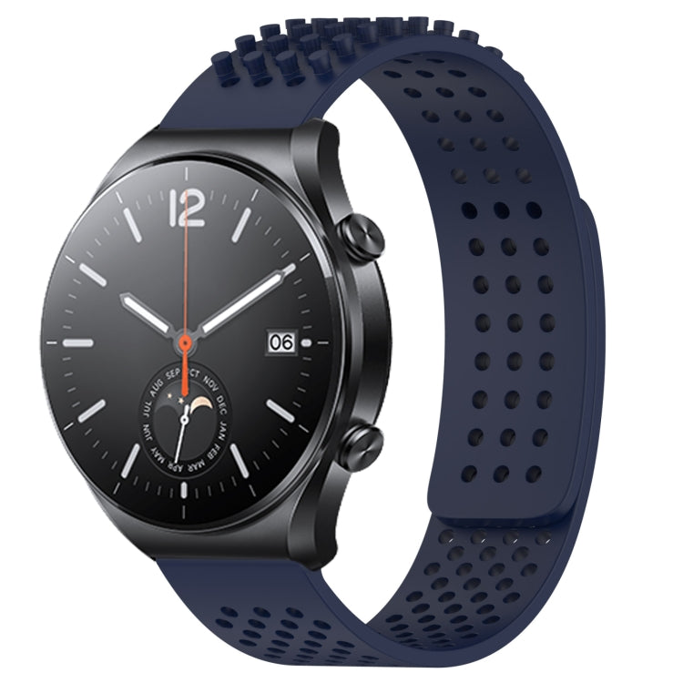 For Xiaomi MI Watch S1 22mm Holes Breathable 3D Dots Silicone Watch Band(Midnight Blue)