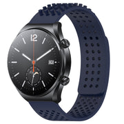 For Xiaomi MI Watch S1 22mm Holes Breathable 3D Dots Silicone Watch Band(Midnight Blue)