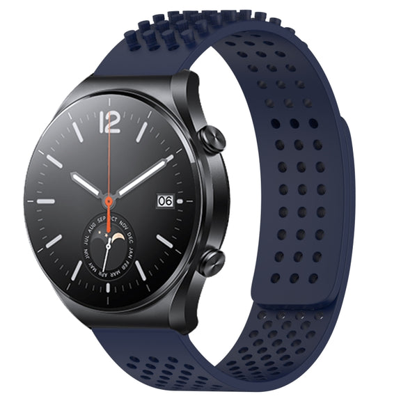 For Xiaomi MI Watch S1 22mm Holes Breathable 3D Dots Silicone Watch Band(Midnight Blue)