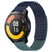 For Xiaomi Watch S1 Active 22mm Holes Breathable 3D Dots Silicone Watch Band(Midnight Blue+Olive Green)