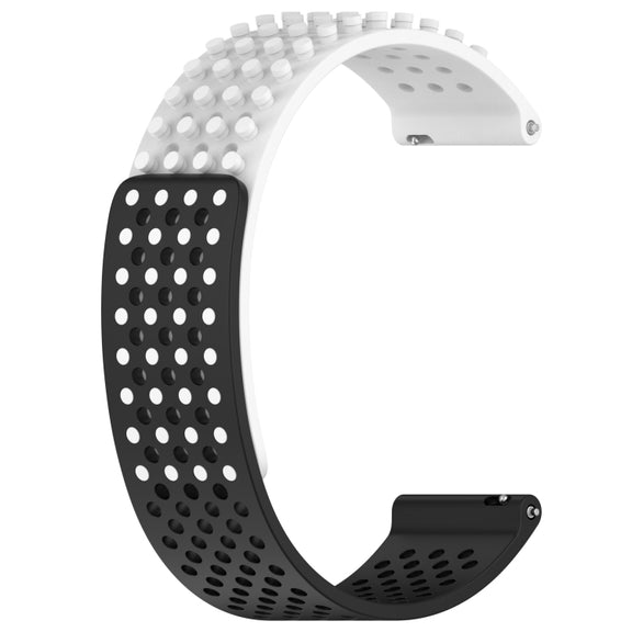 For Xiaomi MI Watch Sport 22mm Holes Breathable 3D Dots Silicone Watch Band(White+Black)
