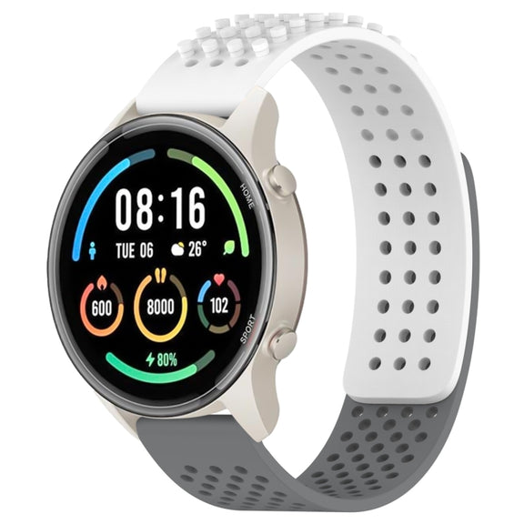 For Xiaomi MI Watch Sport 22mm Holes Breathable 3D Dots Silicone Watch Band(White+Grey)