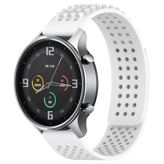 For Xiaomi MI Watch Color 22mm Holes Breathable 3D Dots Silicone Watch Band(White)