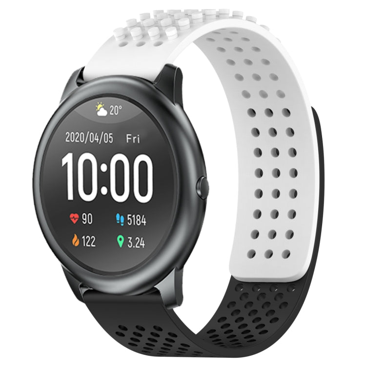 For Xiaomi Haylou RT LS05S 22mm Holes Breathable 3D Dots Silicone Watch Band(White+Black)