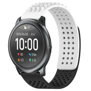 For Xiaomi Haylou RT LS05S 22mm Holes Breathable 3D Dots Silicone Watch Band(White+Black)