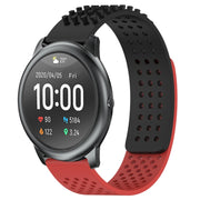 For Xiaomi Haylou RT LS05S 22mm Holes Breathable 3D Dots Silicone Watch Band(Black+Red)