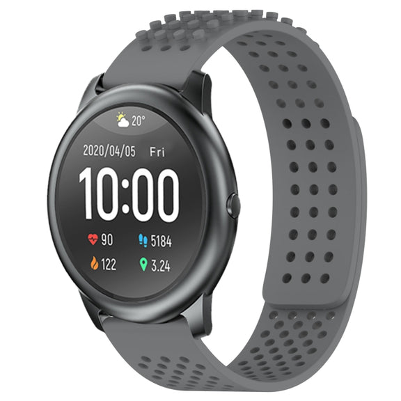 For Xiaomi Haylou RT LS05S 22mm Holes Breathable 3D Dots Silicone Watch Band(Grey)