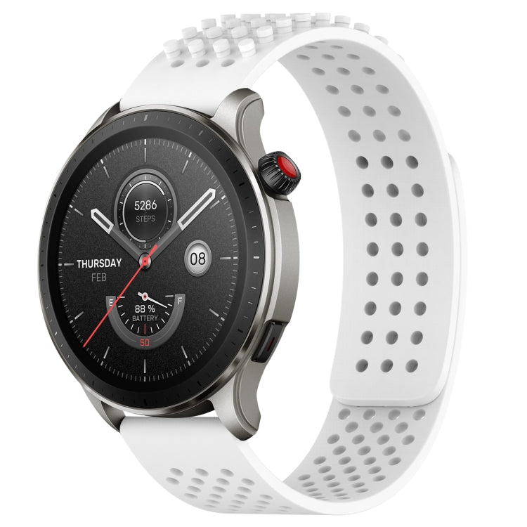 For Amazfit GTR 4 22mm Holes Breathable 3D Dots Silicone Watch Band(White)