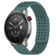 For Amazfit GTR 4 22mm Holes Breathable 3D Dots Silicone Watch Band(Olive Green)