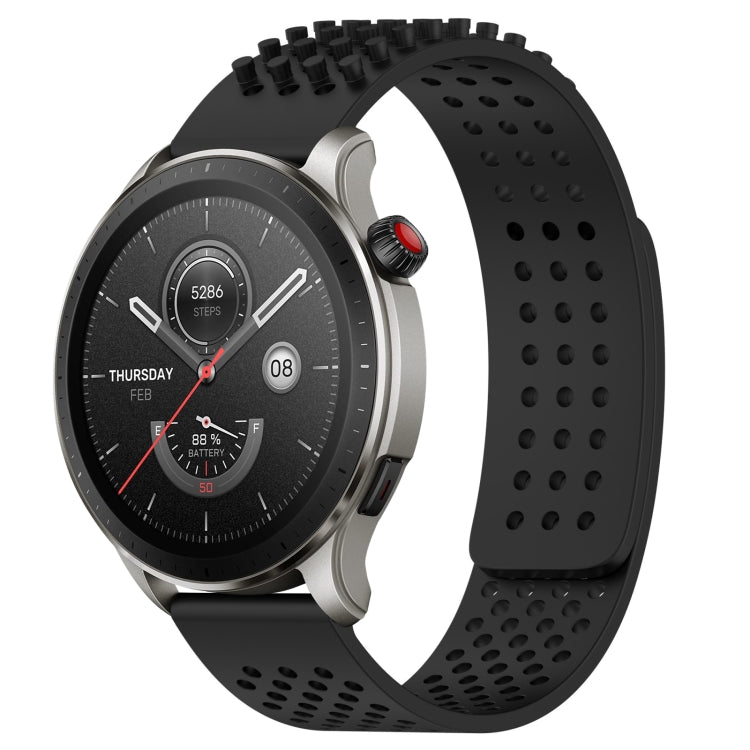 For Amazfit GTR 4 Pro 22mm Holes Breathable 3D Dots Silicone Watch Band(Black)