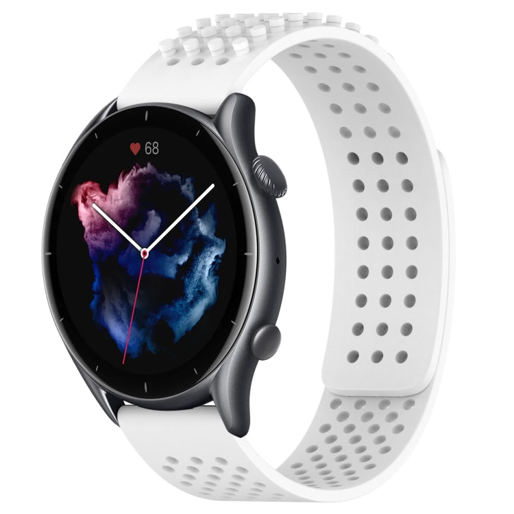 For Amazfit GTR 3 22mm Holes Breathable 3D Dots Silicone Watch Band(White)