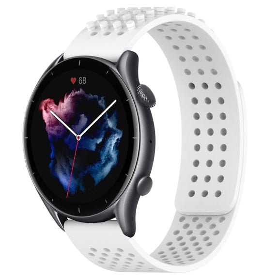 For Amazfit GTR 3 22mm Holes Breathable 3D Dots Silicone Watch Band(White)