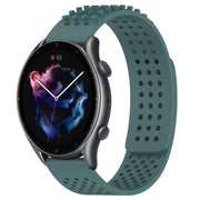 For Amazfit GTR 3 22mm Holes Breathable 3D Dots Silicone Watch Band(Olive Green)