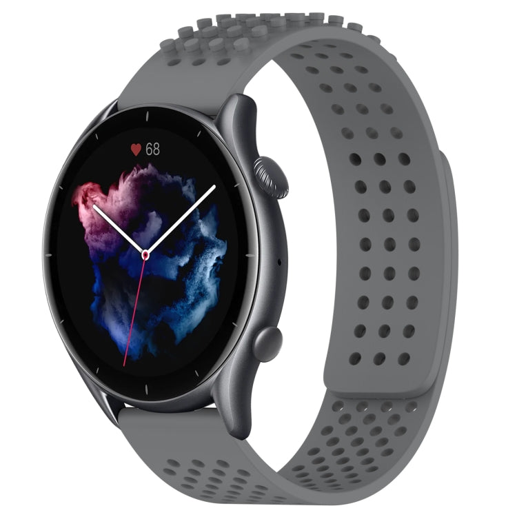 For Amazfit GTR 3 22mm Holes Breathable 3D Dots Silicone Watch Band(Grey)