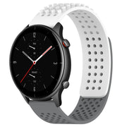 For Amazfit GTR 2e 22mm Holes Breathable 3D Dots Silicone Watch Band(White+Grey)